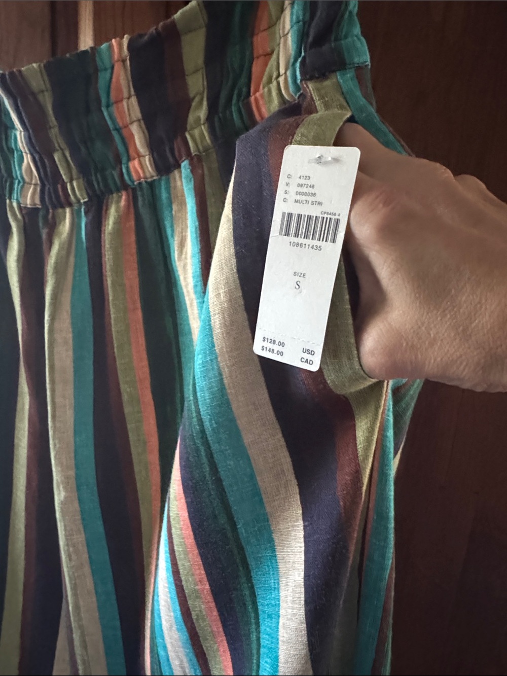 NWT ANTHROPOLOGIE MULTI STRIPE LINEN BLEND SOMERSET PANTS. SIZE S. - Picture 5 of 17